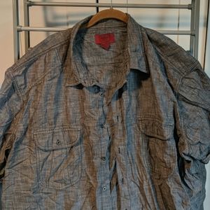 4XLT gray short sleeve button up